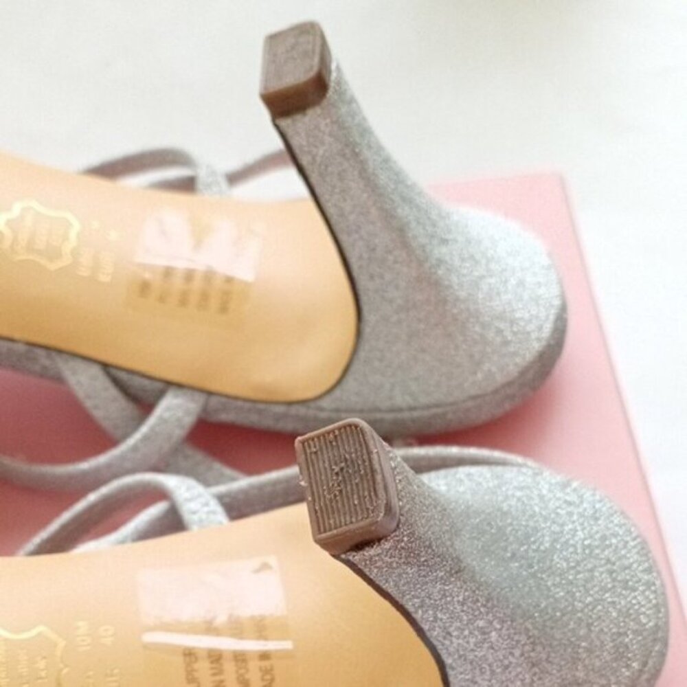 Nina Beckie-YG Shimmering Silver Refine Pointed Heels Size 10M - Picture 16 of 17